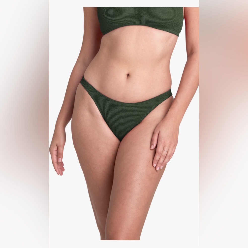 Bond-Eye The Scene Rib Bikini Bottom, One Size, Khaki, $90